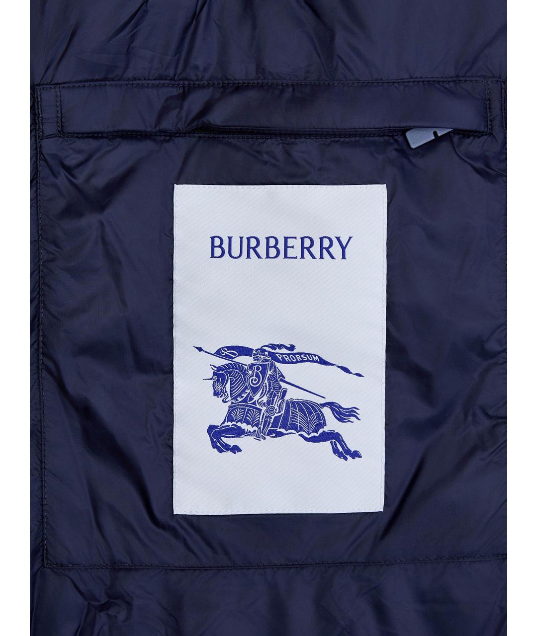 BURBERRY Темно-синий полиэстеровый пуховик, фото 6