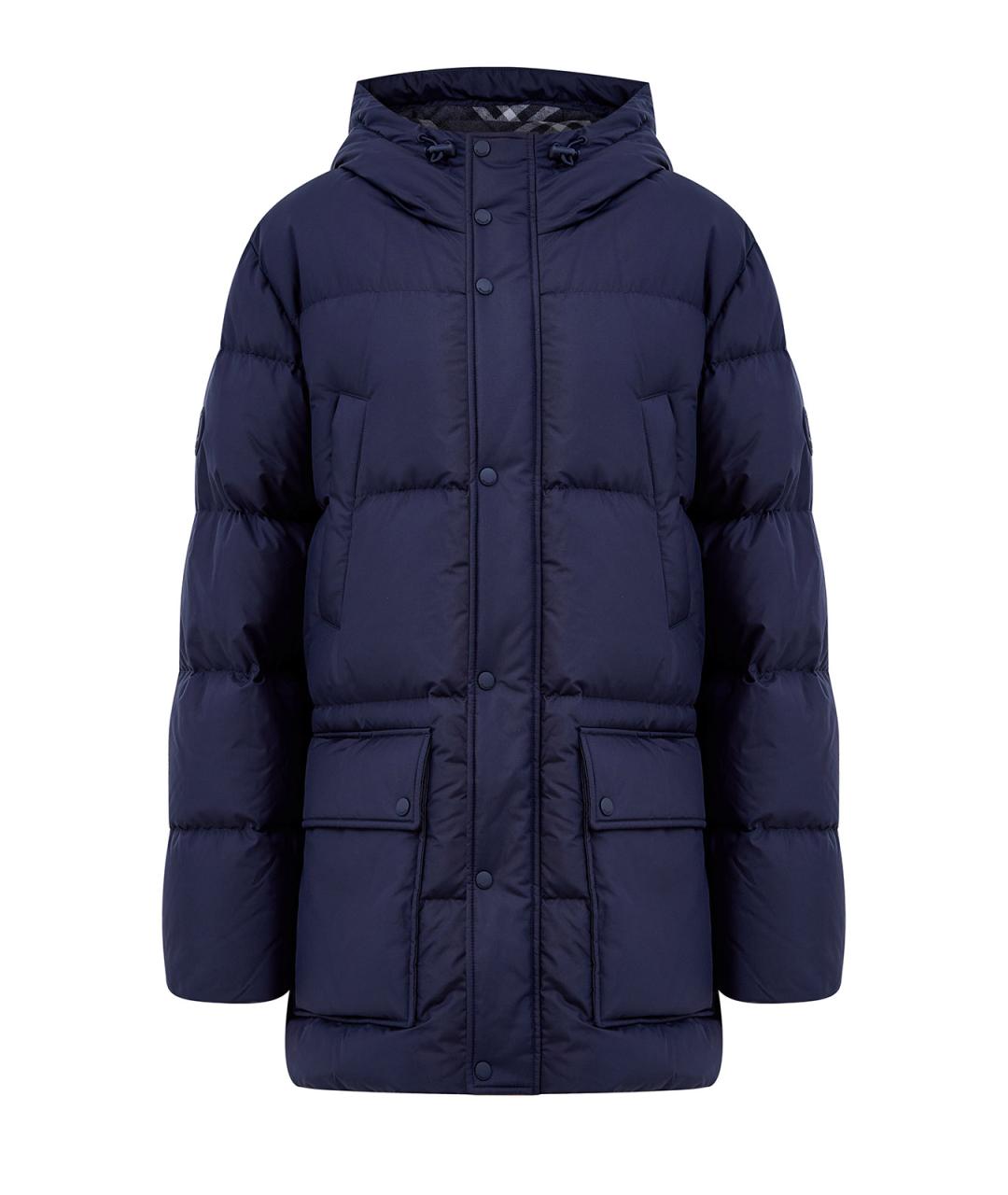 BURBERRY Темно-синий полиэстеровый пуховик, фото 1