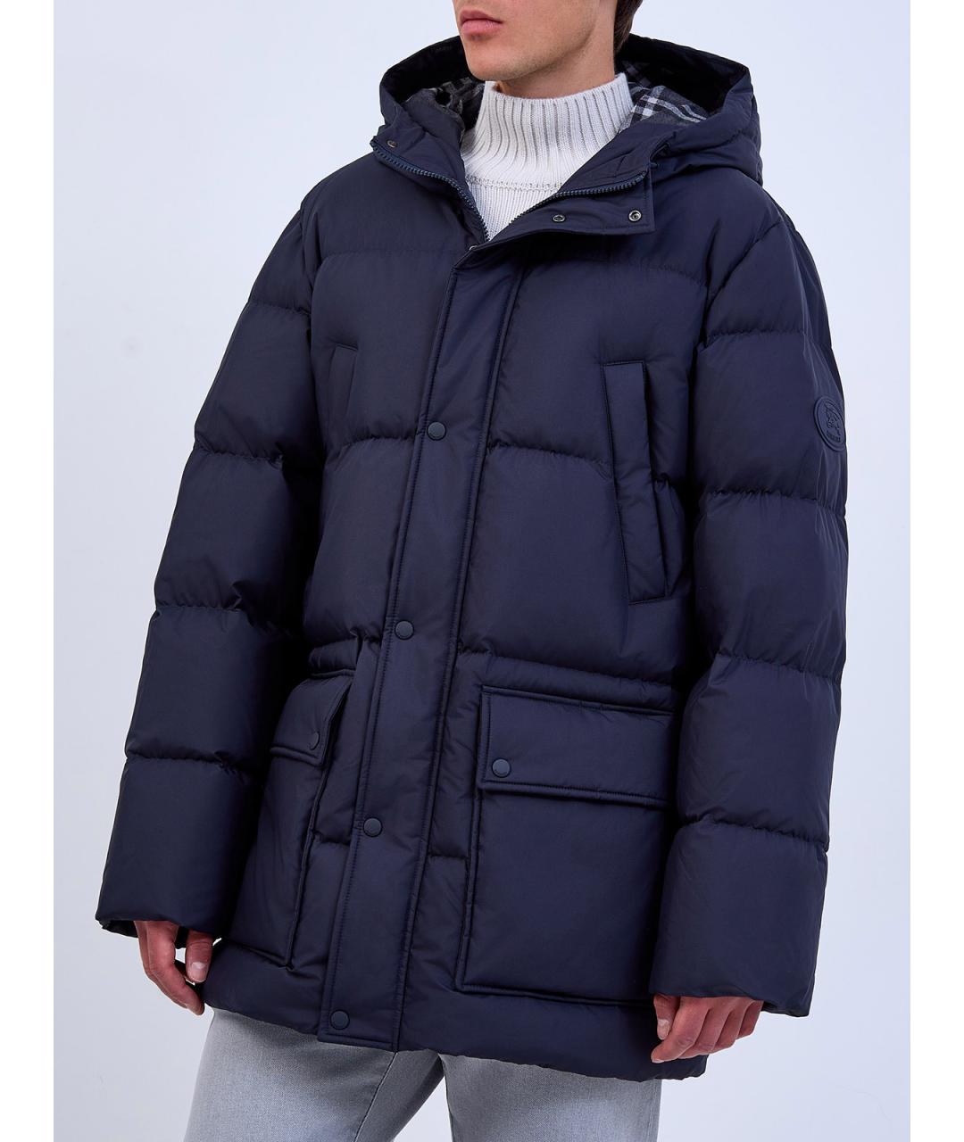 BURBERRY Темно-синий полиэстеровый пуховик, фото 3