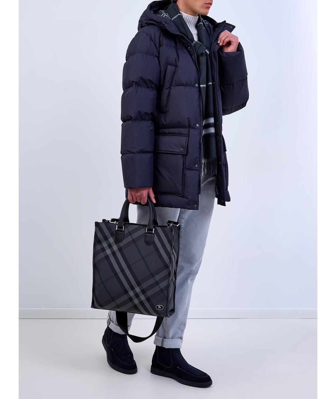 BURBERRY Темно-синий полиэстеровый пуховик, фото 2