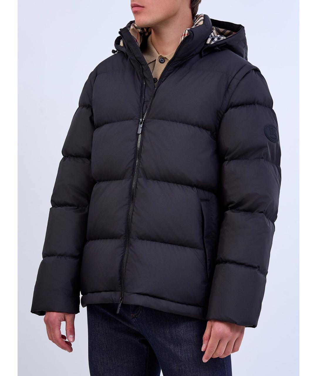 BURBERRY Черный полиэстеровый пуховик, фото 4