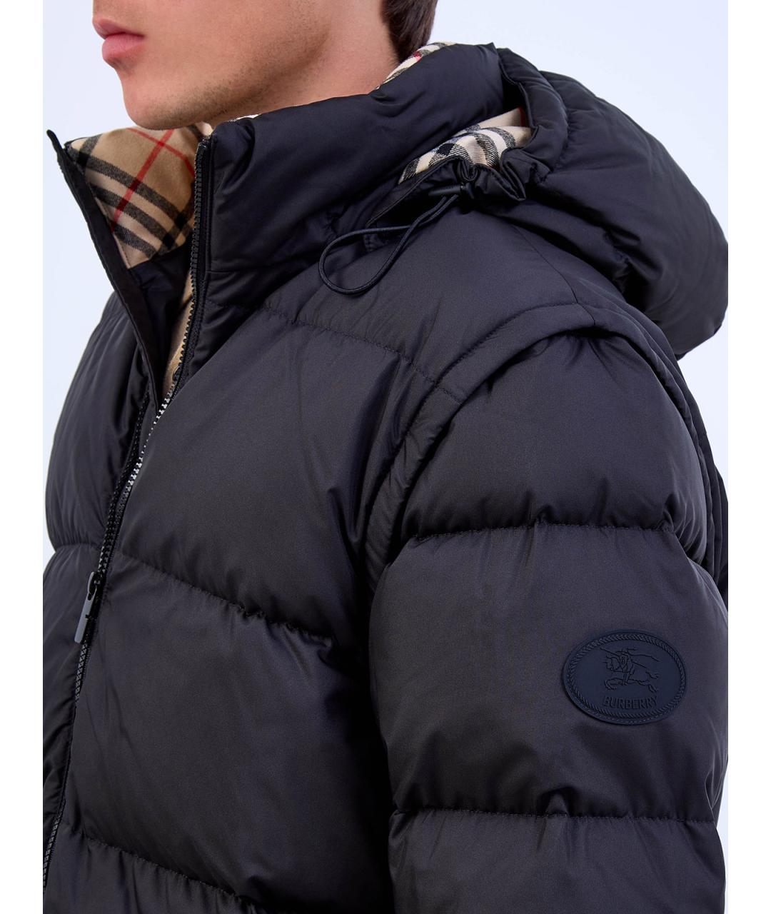 BURBERRY Черный полиэстеровый пуховик, фото 6