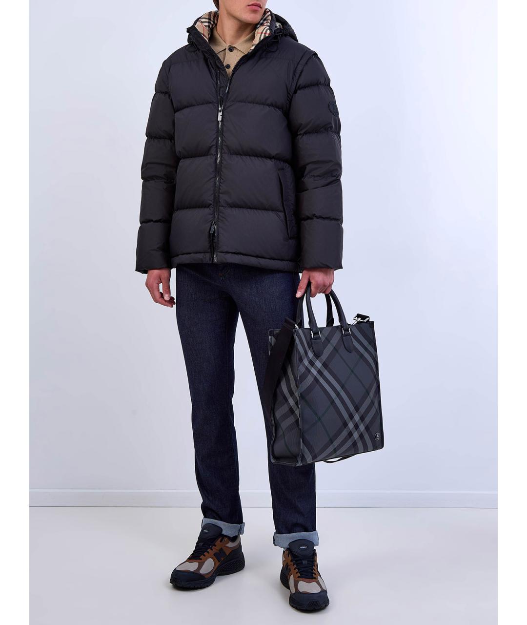 BURBERRY Черный полиэстеровый пуховик, фото 2