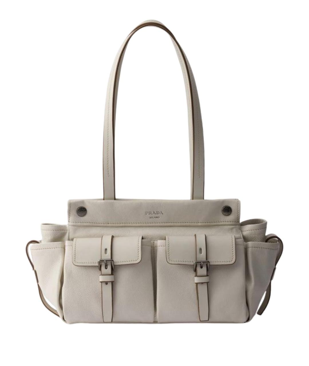 PRADA Белая кожаная сумка через плечо, фото 1