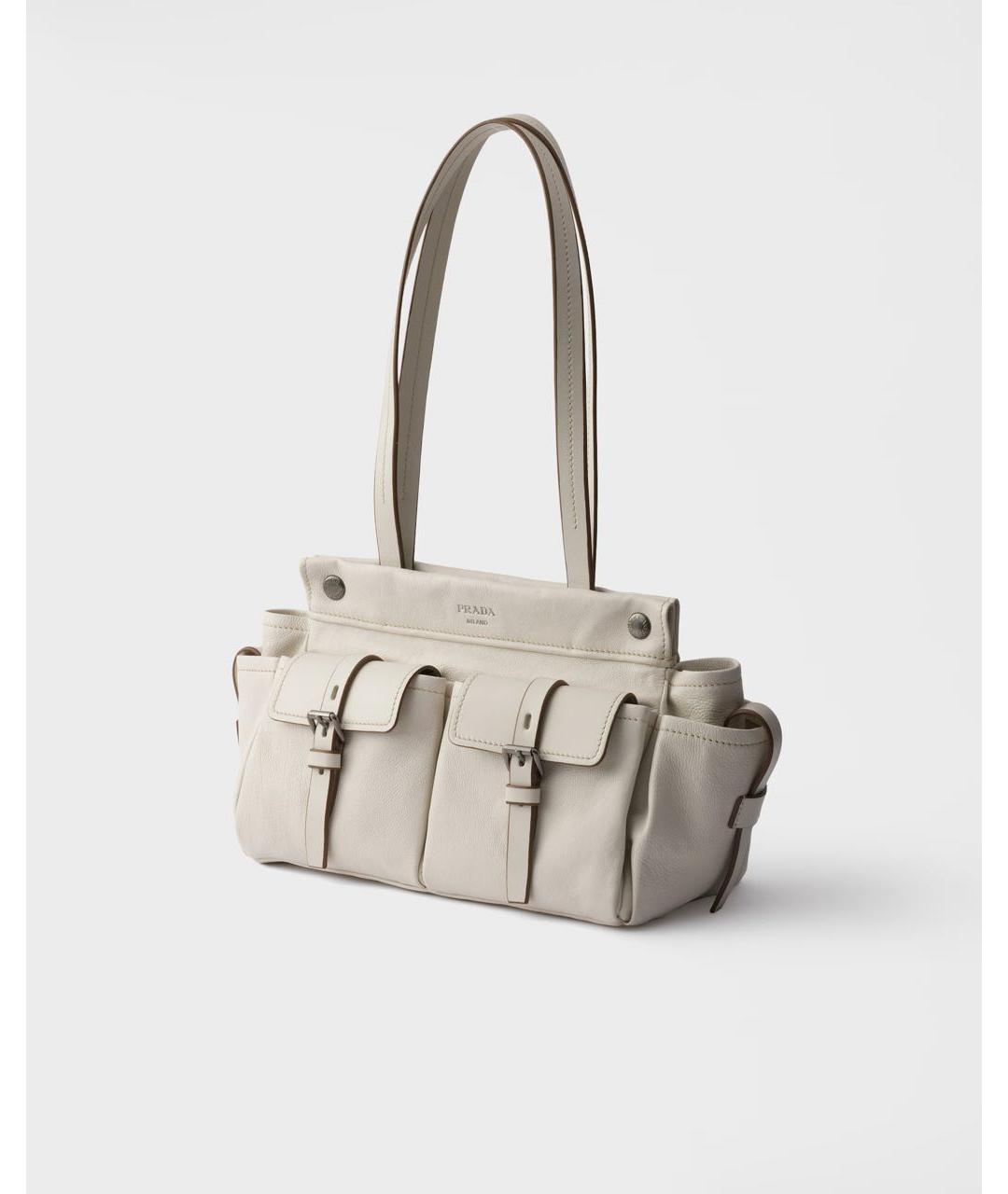 PRADA Белая кожаная сумка через плечо, фото 3