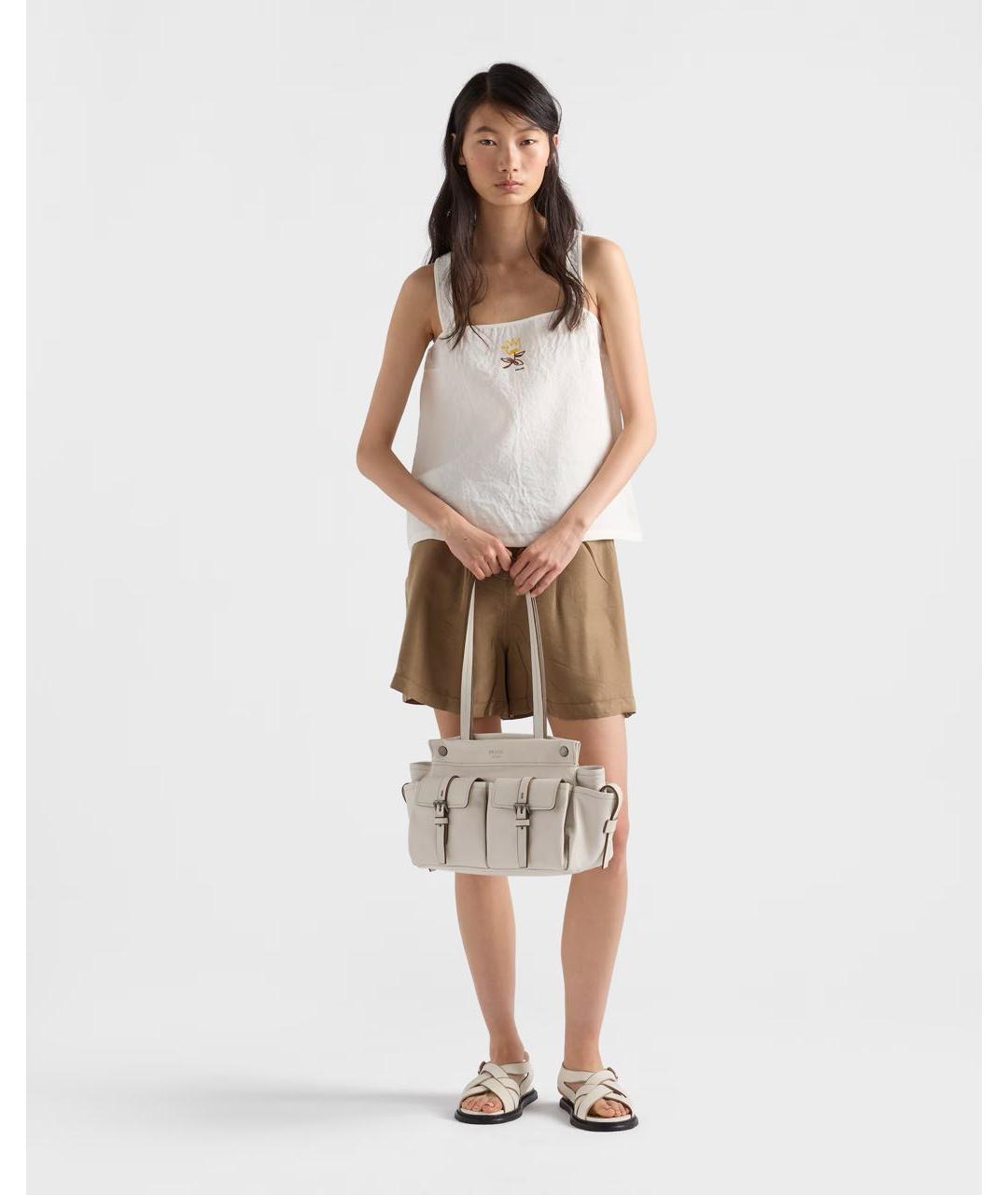 PRADA Белая кожаная сумка через плечо, фото 2