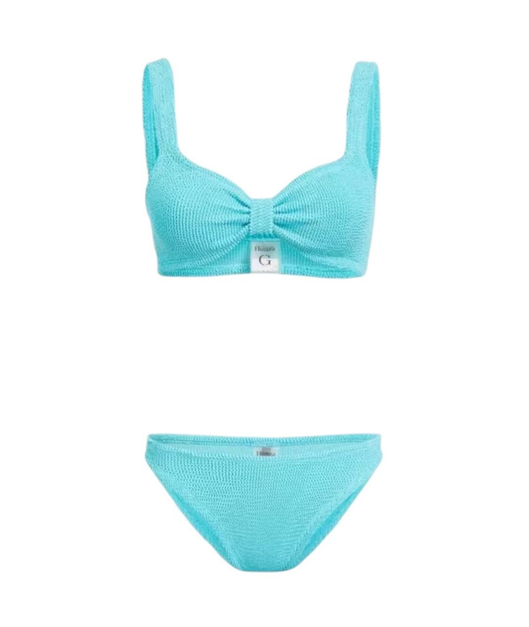 HUNZA G Бирюзовый полиамидовый купальник, фото 3
