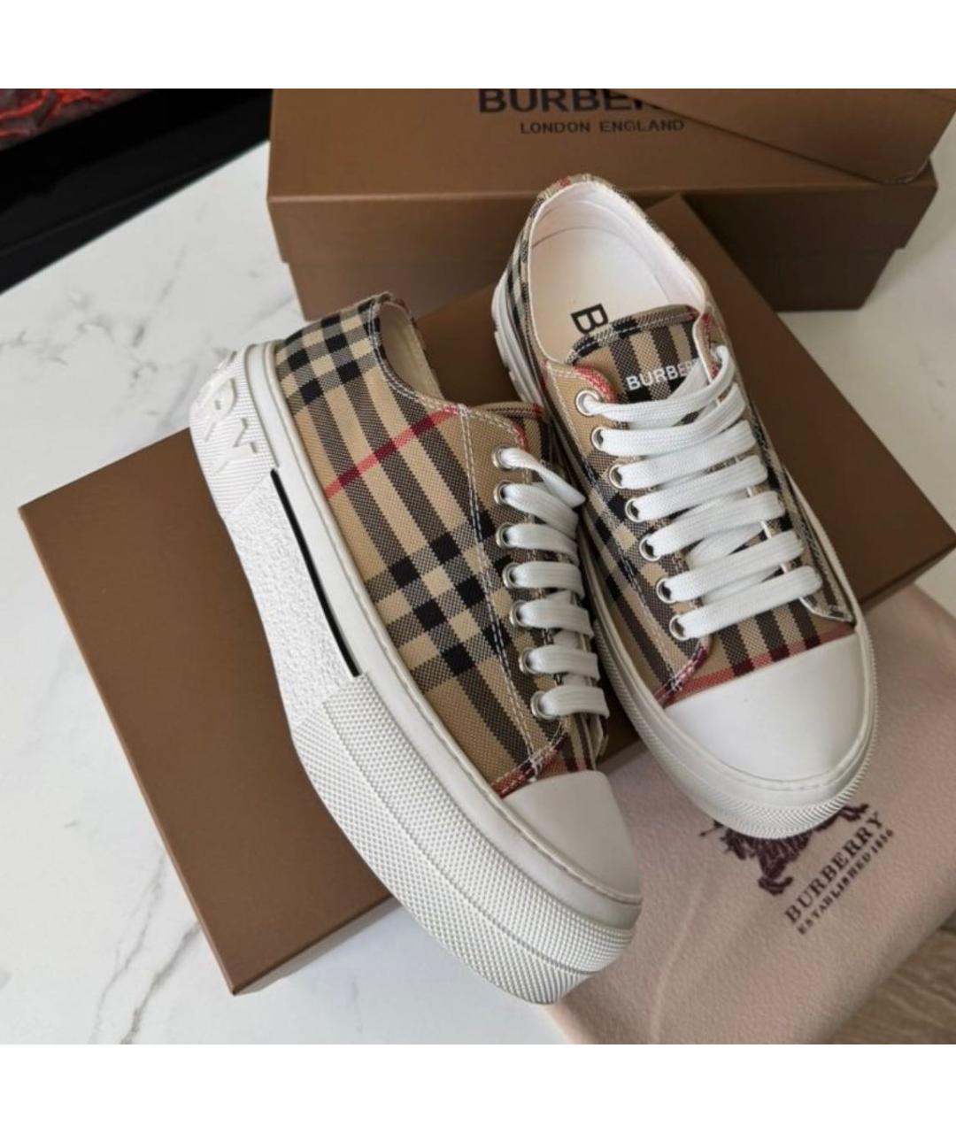 BURBERRY Бежевые кеды, фото 5