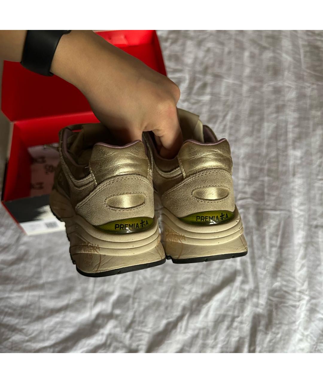 PREMIATA Бежевые замшевые кроссовки, фото 4