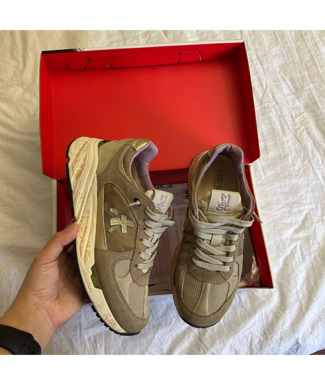 PREMIATA Бежевые замшевые кроссовки, фото 2