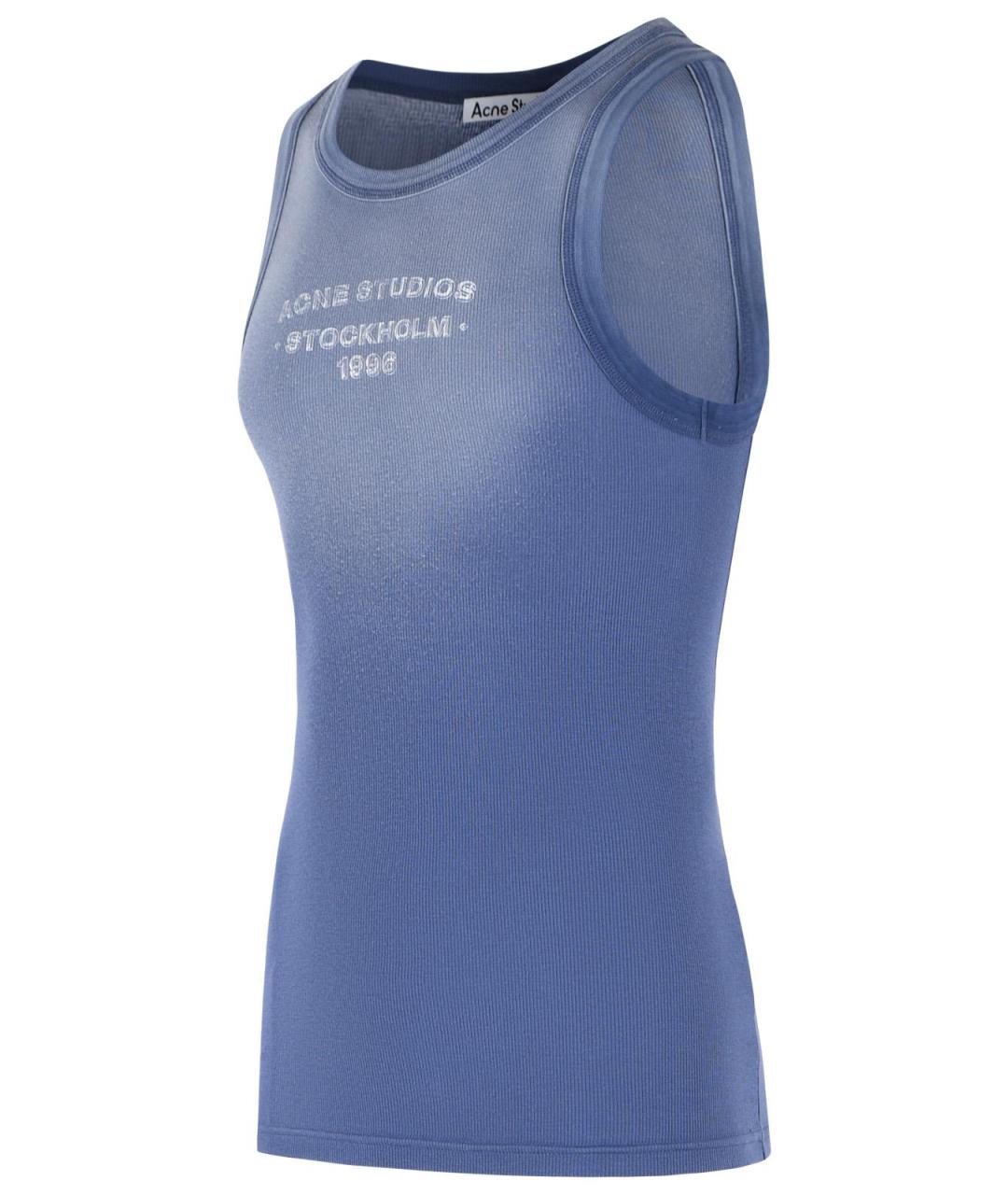 ACNE STUDIOS Темно-синяя хлопковая майка, фото 2