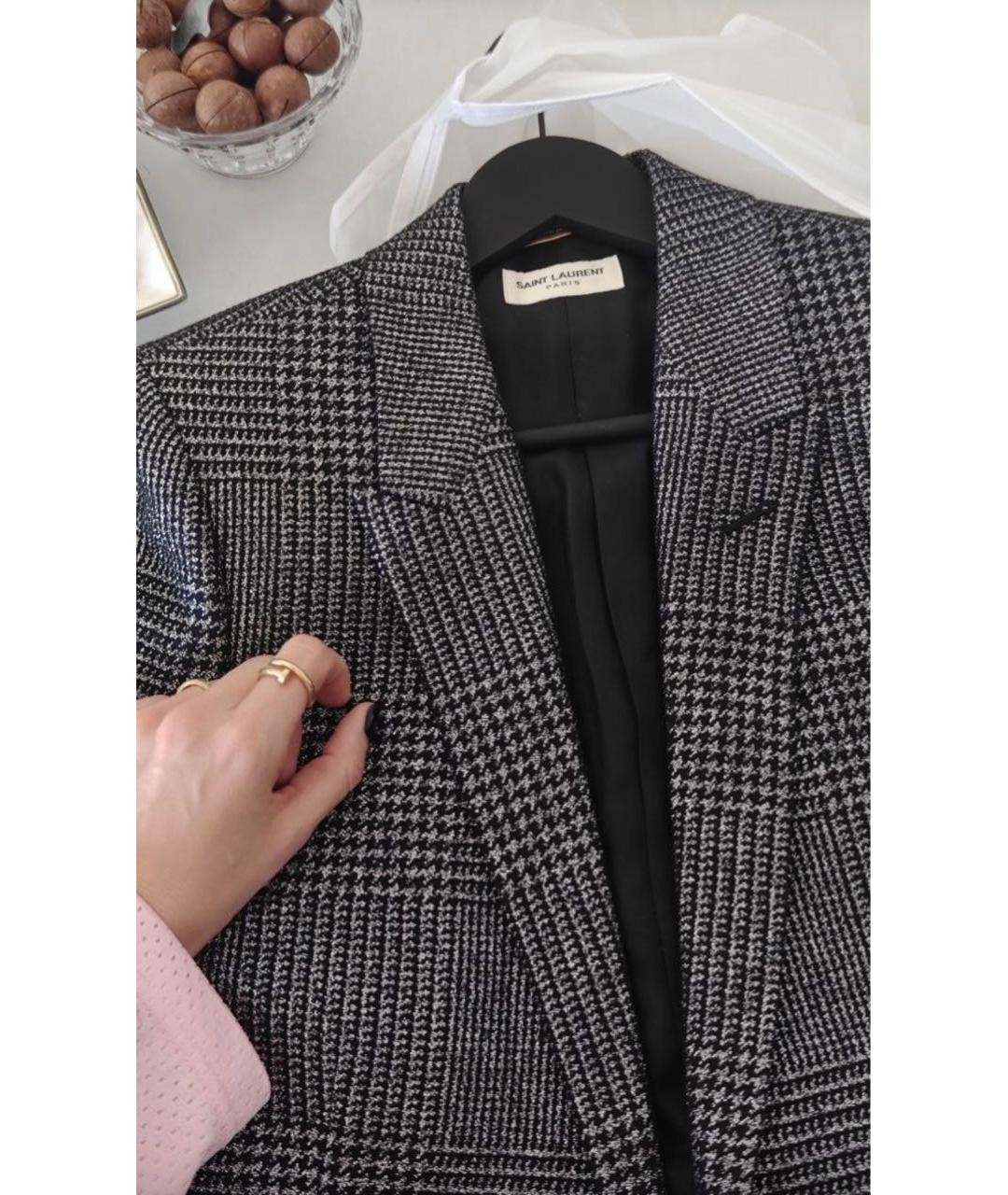 SAINT LAURENT Антрацитовый вискозный жакет/пиджак, фото 7