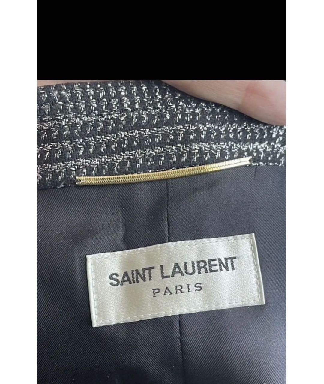 SAINT LAURENT Антрацитовый вискозный жакет/пиджак, фото 2