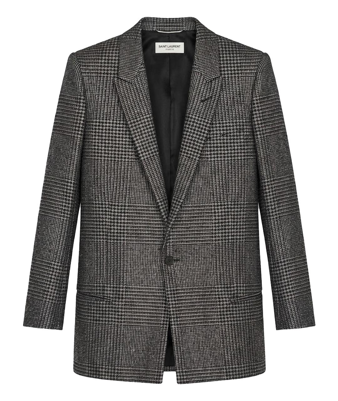 SAINT LAURENT Антрацитовый вискозный жакет/пиджак, фото 1