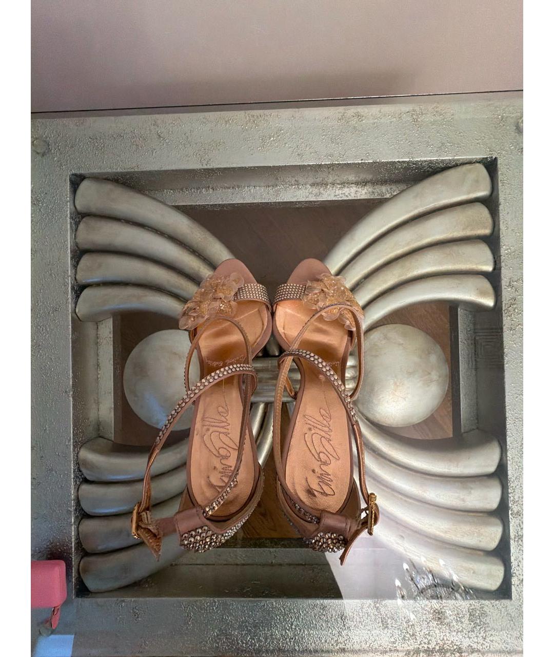 LE SILLA Золотые текстильные босоножки, фото 3