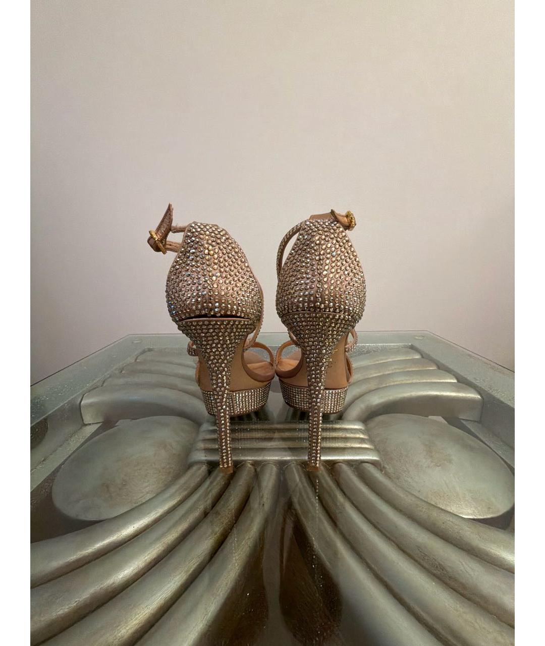 LE SILLA Золотые текстильные босоножки, фото 4