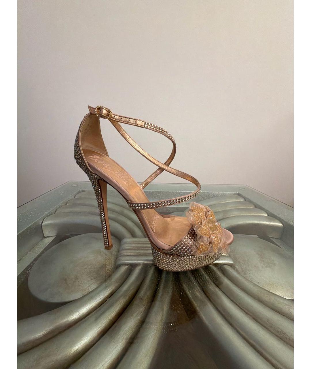 LE SILLA Золотые текстильные босоножки, фото 5