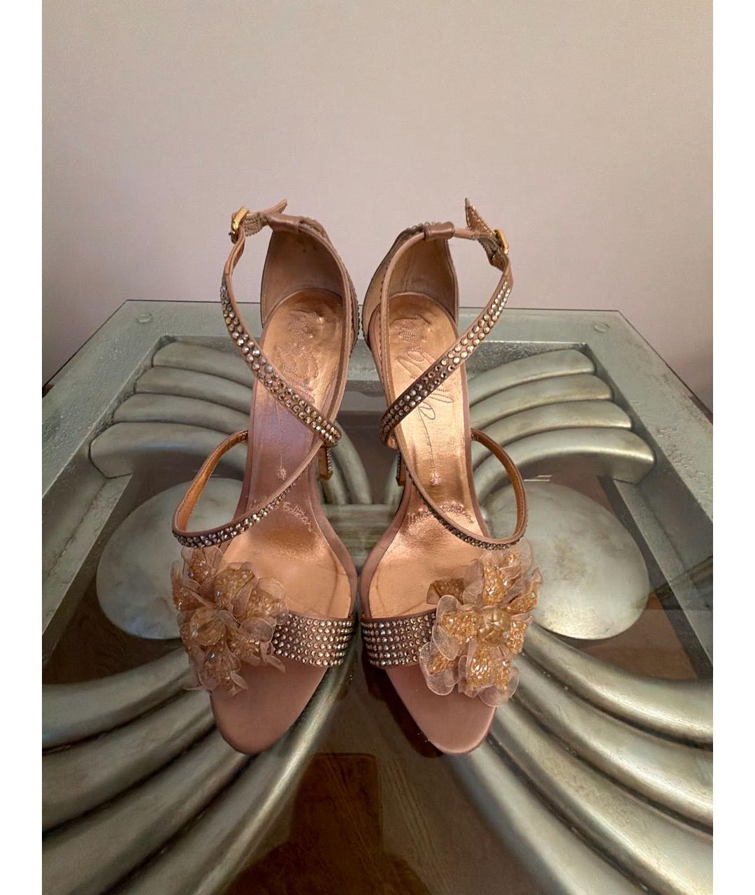 LE SILLA Золотые текстильные босоножки, фото 2