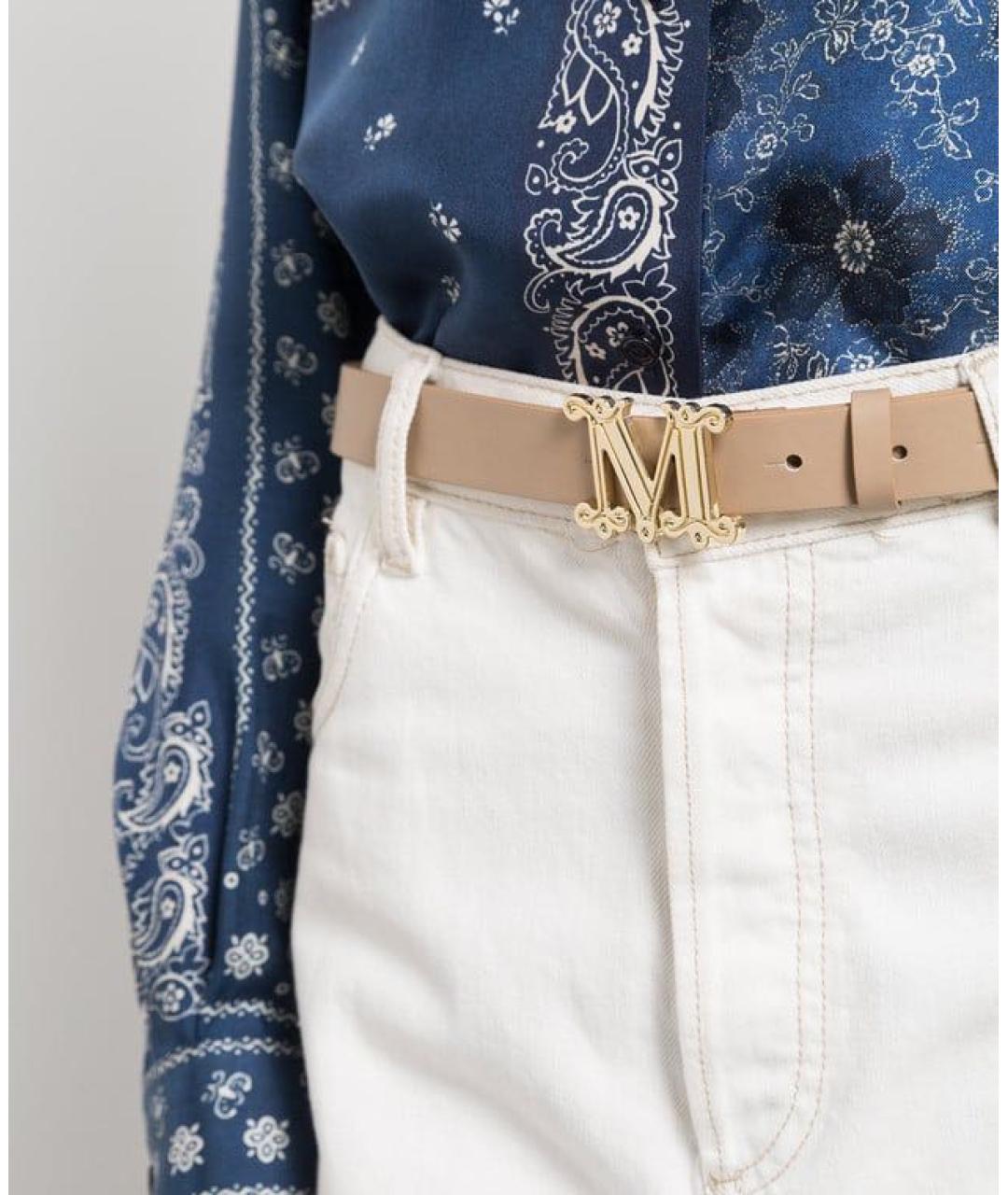 MAX MARA Бежевый кожаный ремень, фото 2