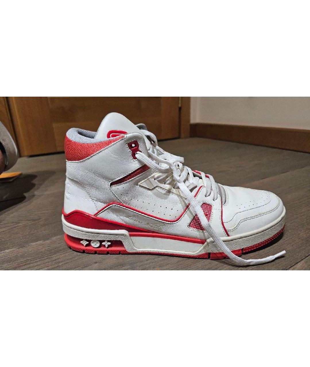 LOUIS VUITTON Белые кожаные высокие кроссовки / кеды, фото 7