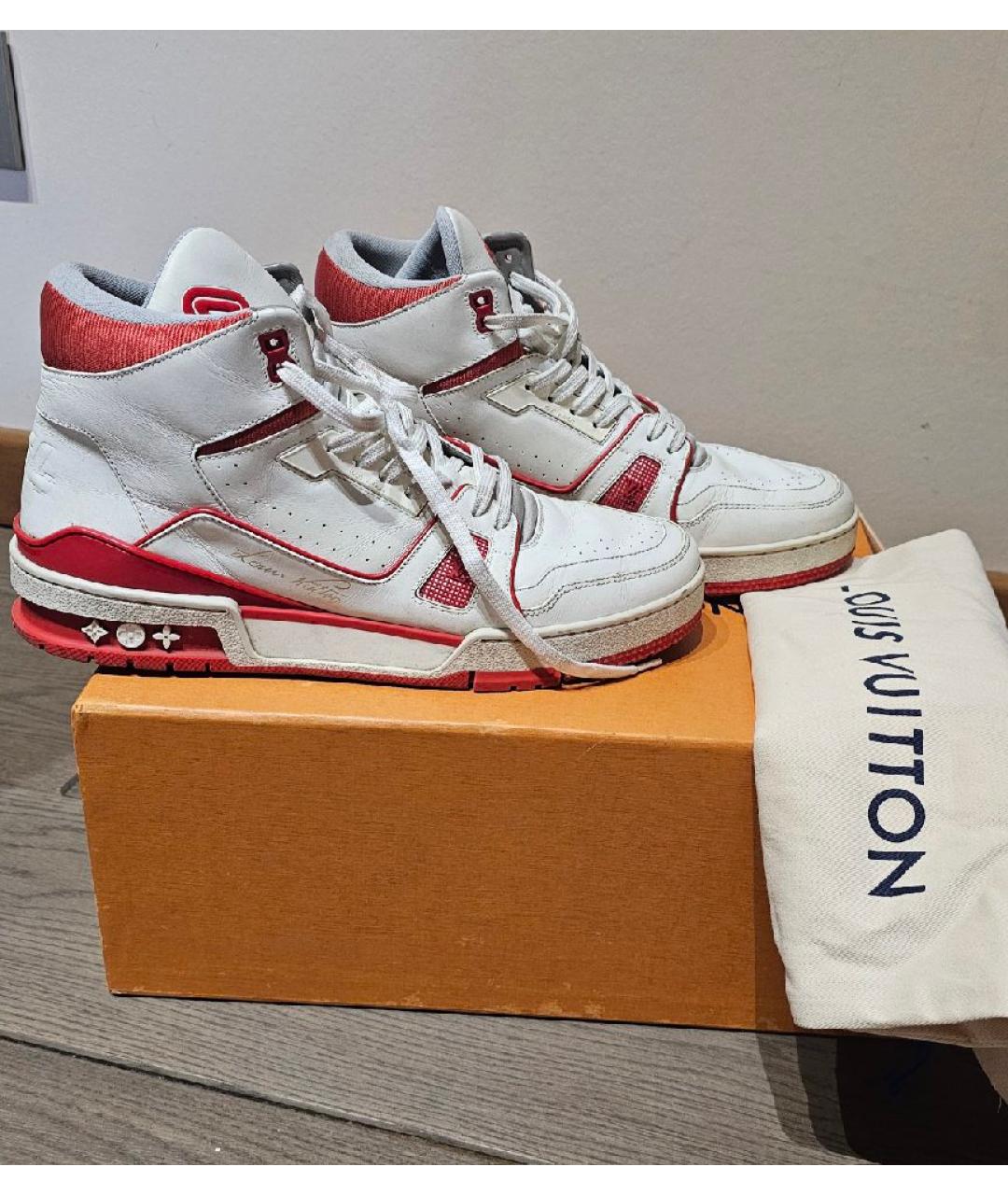 LOUIS VUITTON Белые кожаные высокие кроссовки / кеды, фото 6