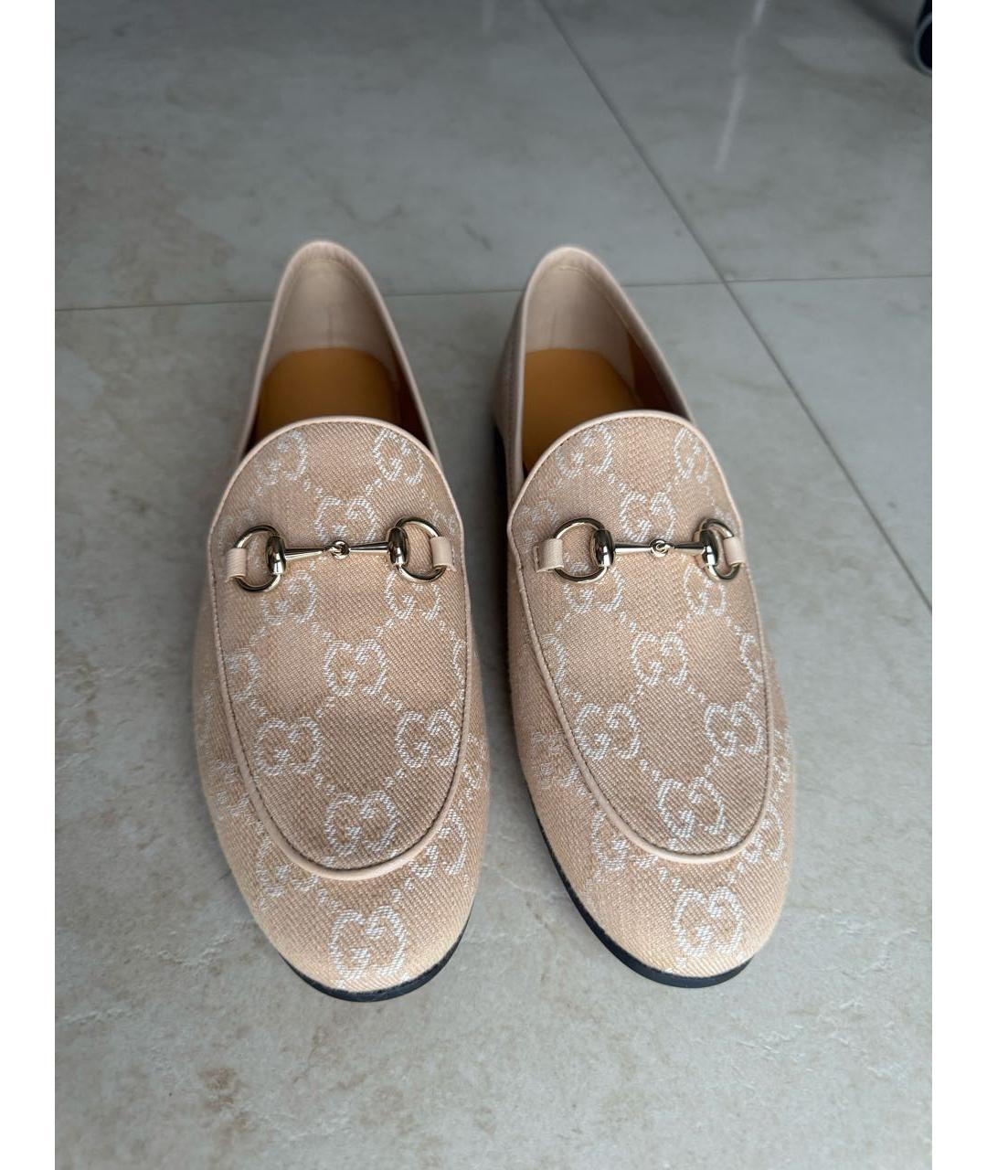 GUCCI Бежевые текстильные лоферы, фото 2