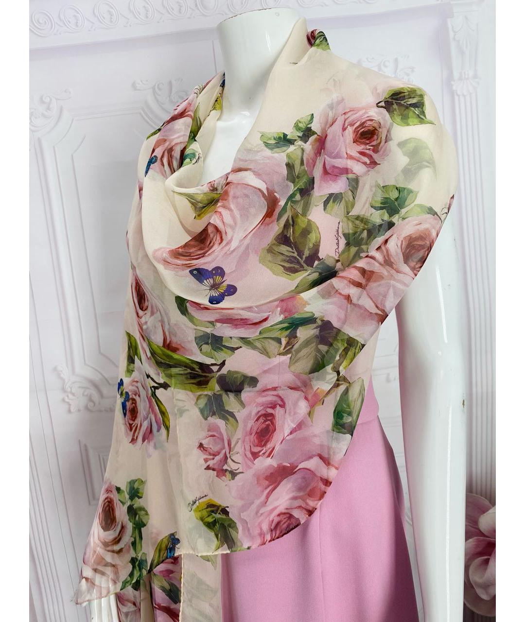 DOLCE&GABBANA Розовый шелковый платок, фото 4