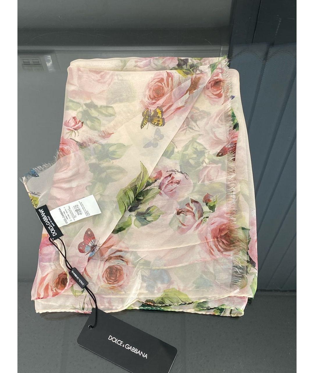 DOLCE&GABBANA Розовый шелковый платок, фото 2