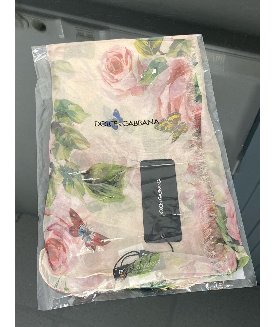 DOLCE&GABBANA Розовый шелковый платок, фото 7