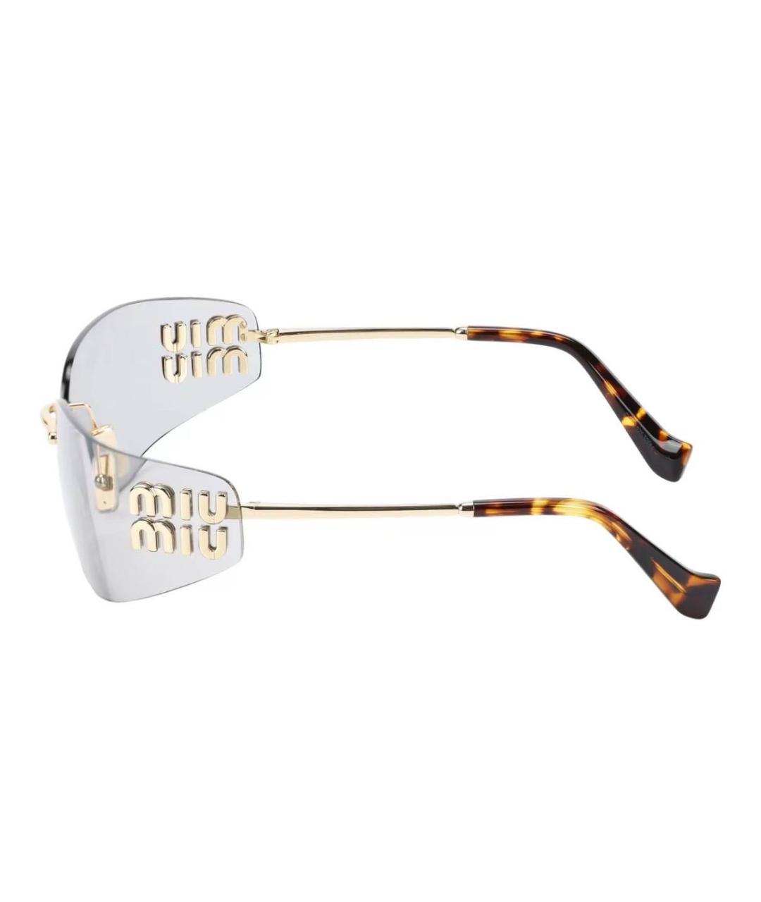 MIU MIU Золотые металлические солнцезащитные очки, фото 3