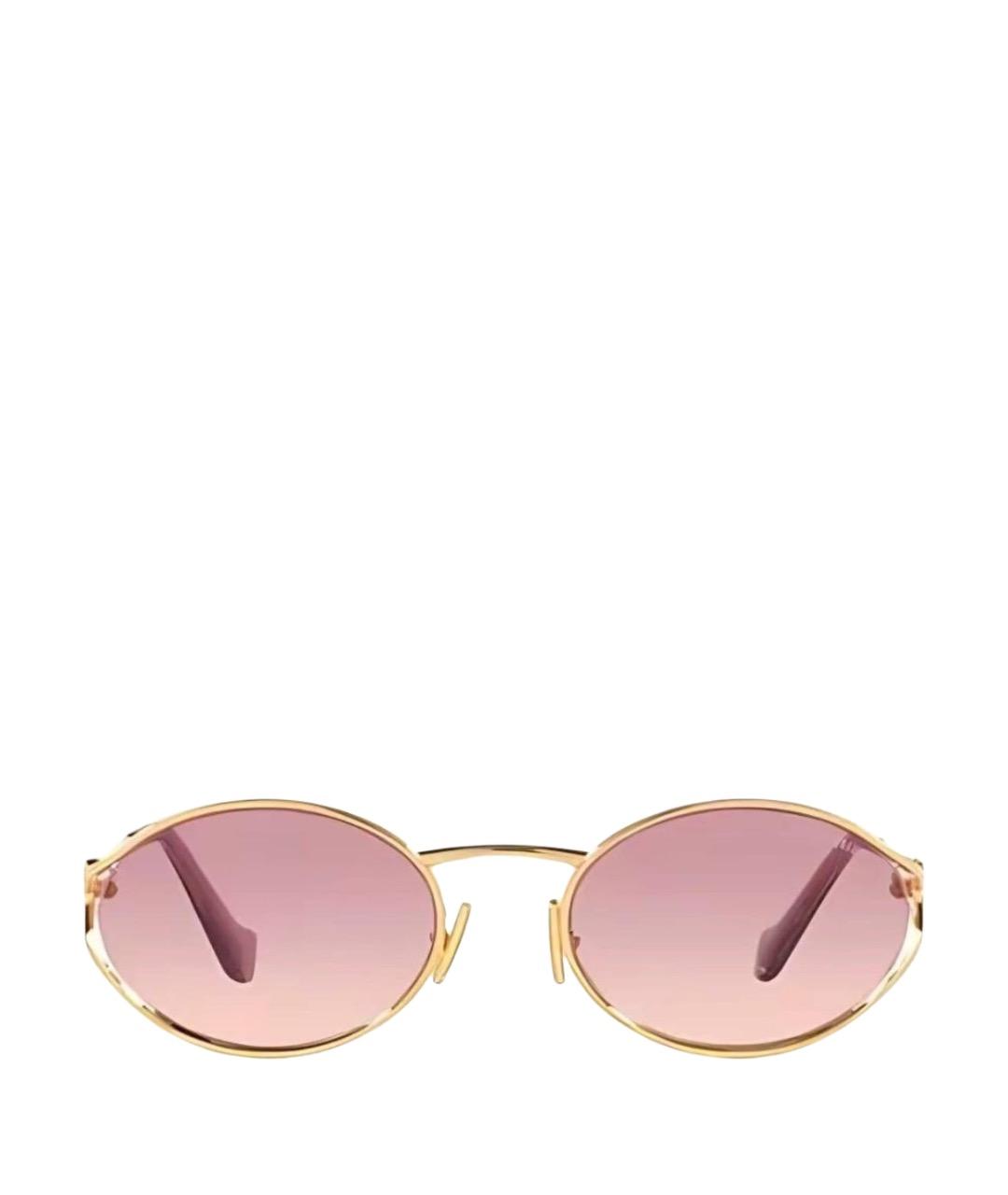 MIU MIU Золотые металлические солнцезащитные очки, фото 1