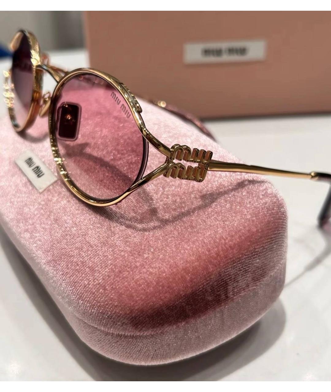 MIU MIU Золотые металлические солнцезащитные очки, фото 3