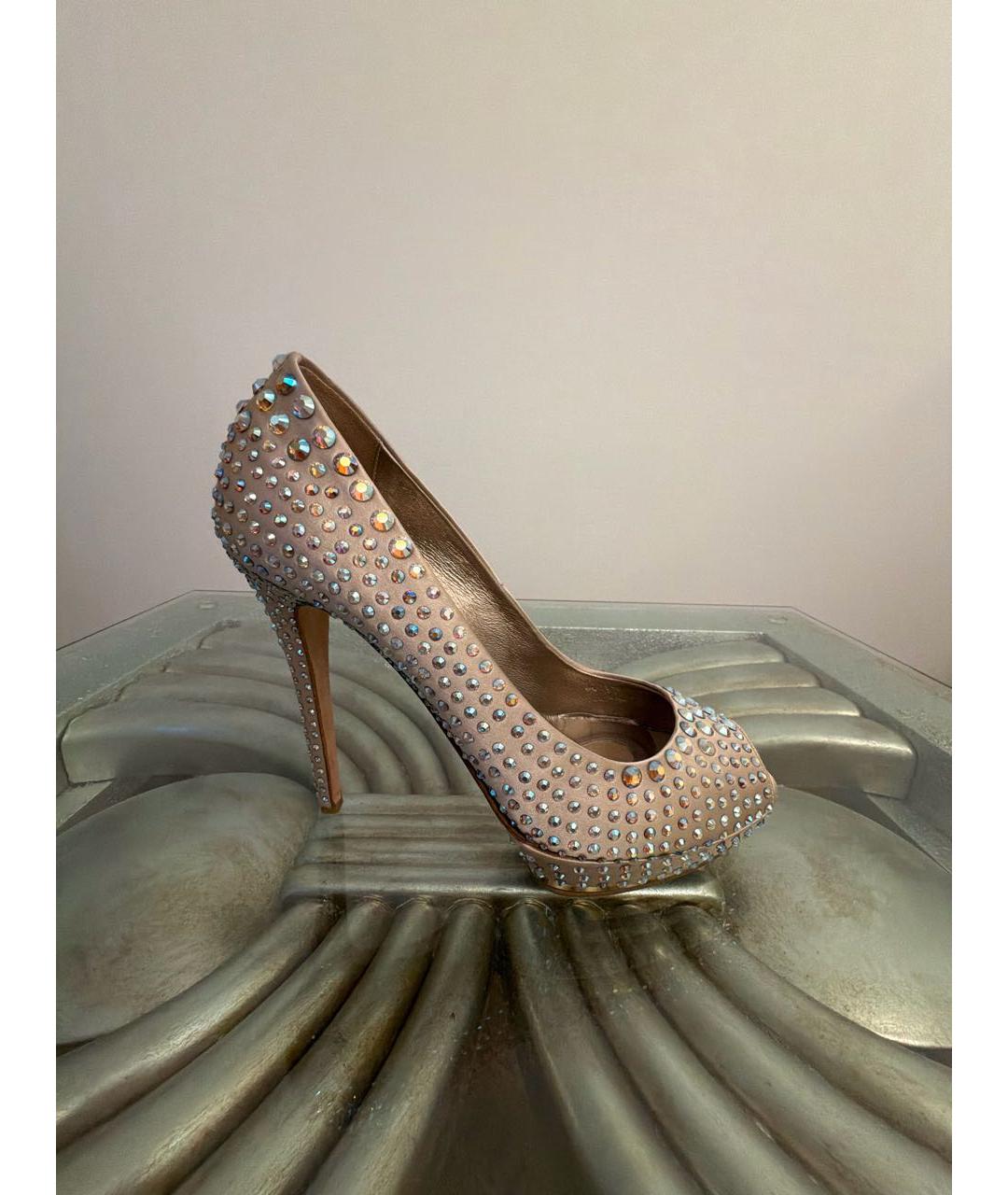 LE SILLA Золотые текстильные туфли, фото 5