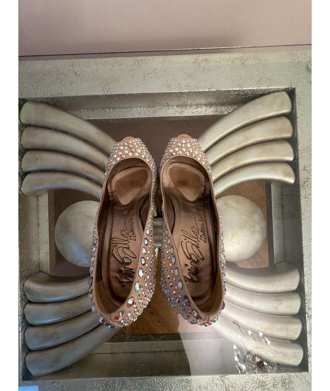 LE SILLA Золотые текстильные туфли, фото 3