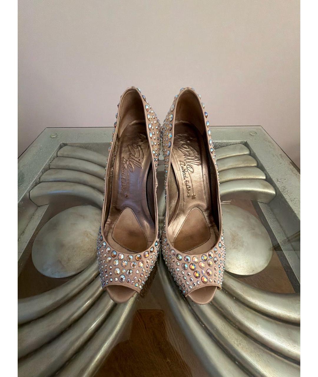 LE SILLA Золотые текстильные туфли, фото 2