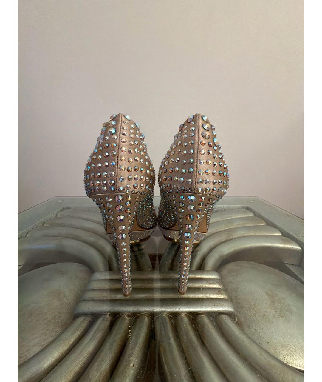 LE SILLA Золотые текстильные туфли, фото 4