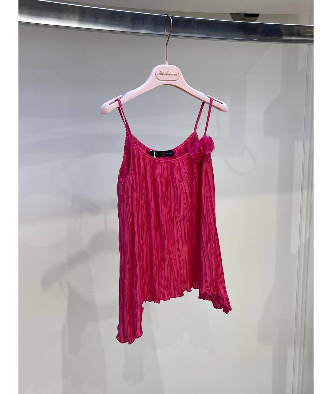 MISS BLUMARINE Розовый полиэстеровый детская футболка / топ, фото 2