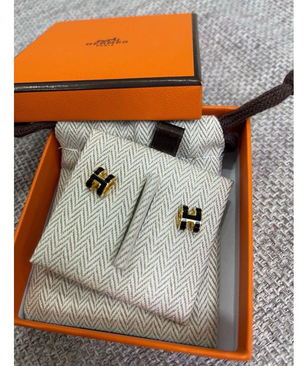 HERMES Черные серьги, фото 2