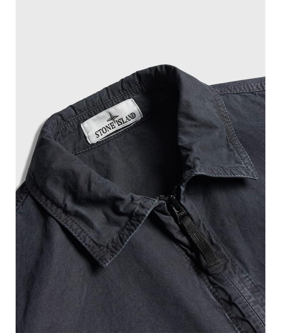 STONE ISLAND Темно-синяя хлопковая кэжуал рубашка, фото 3