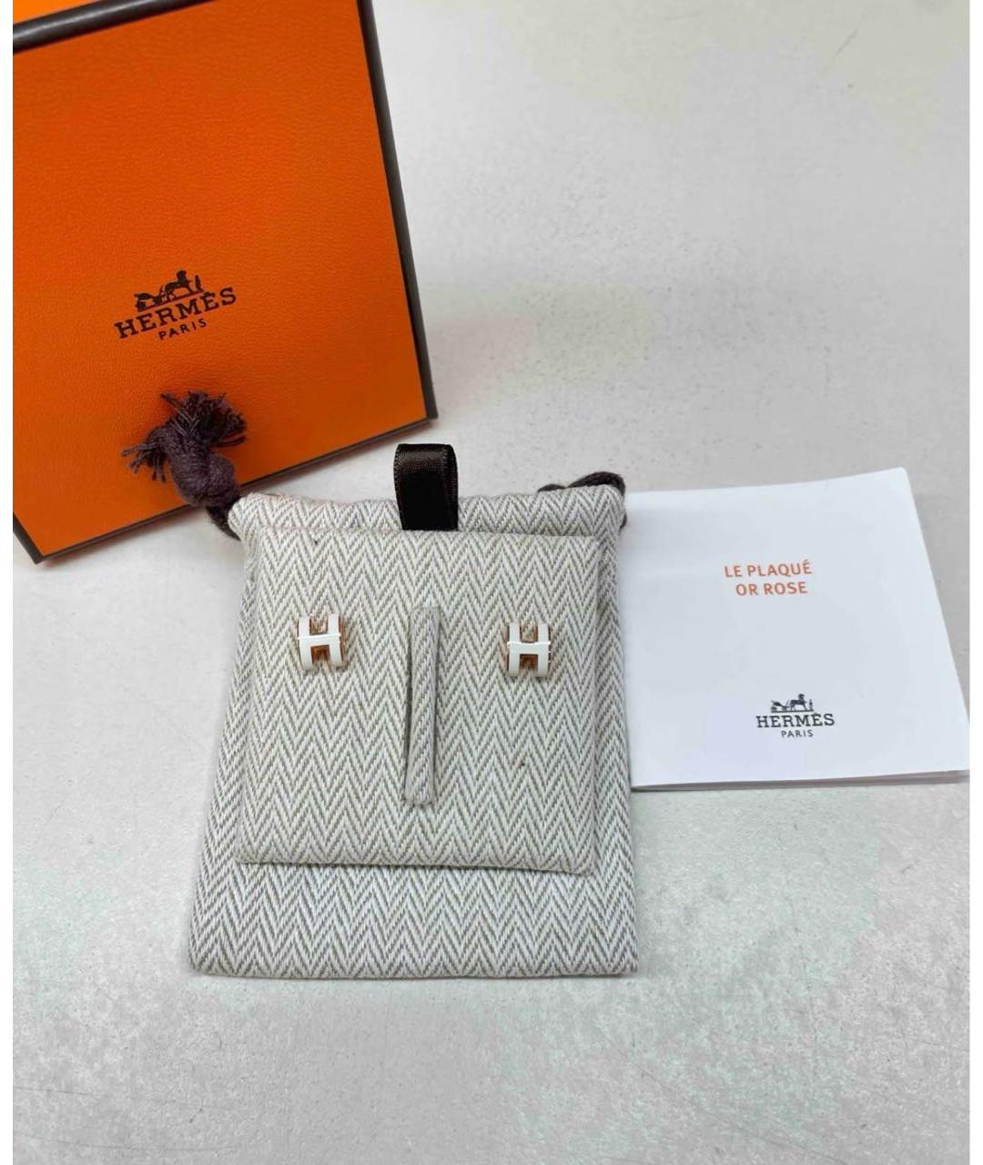 HERMES Белые серьги, фото 2