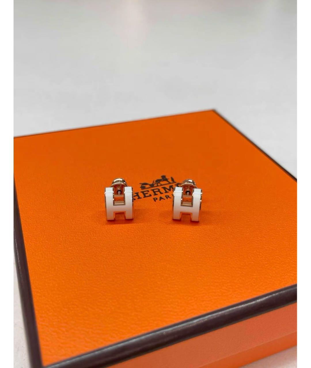 HERMES Белые серьги, фото 3