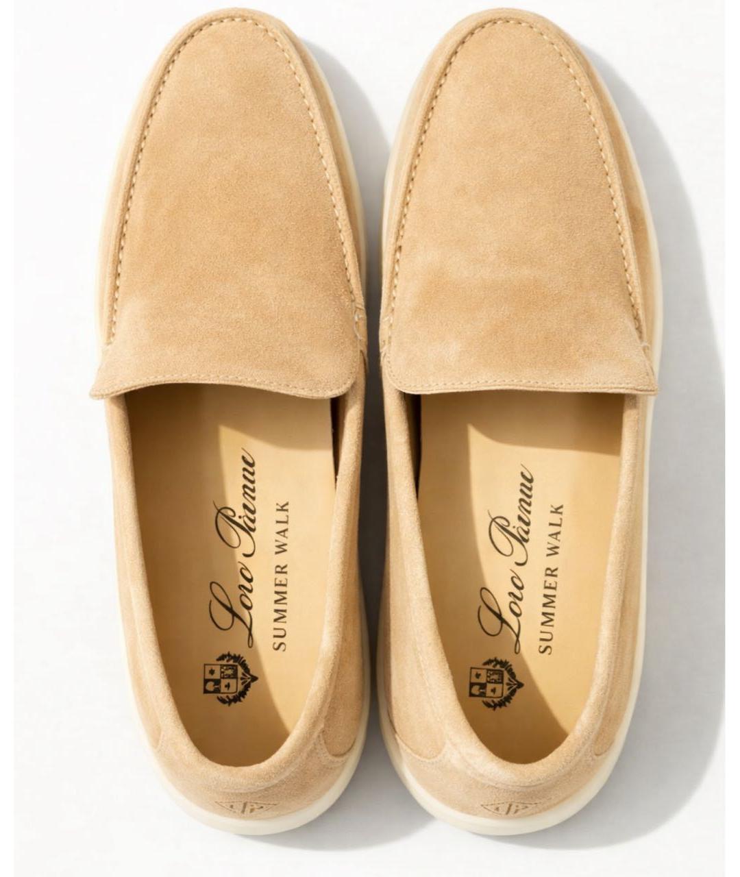 LORO PIANA Бежевые замшевые лоферы, фото 4