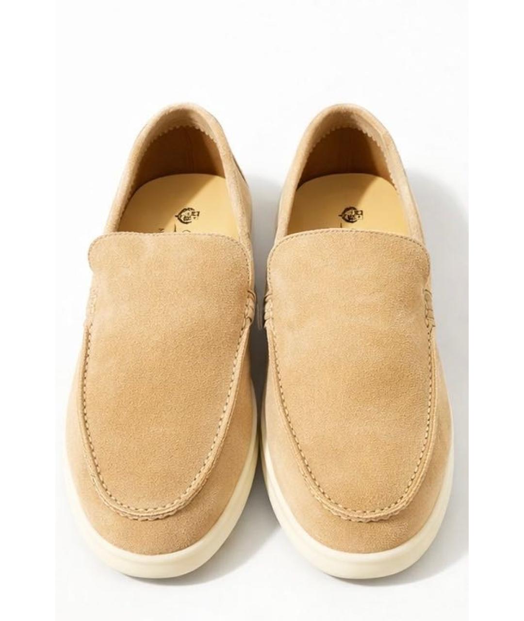 LORO PIANA Бежевые замшевые лоферы, фото 2