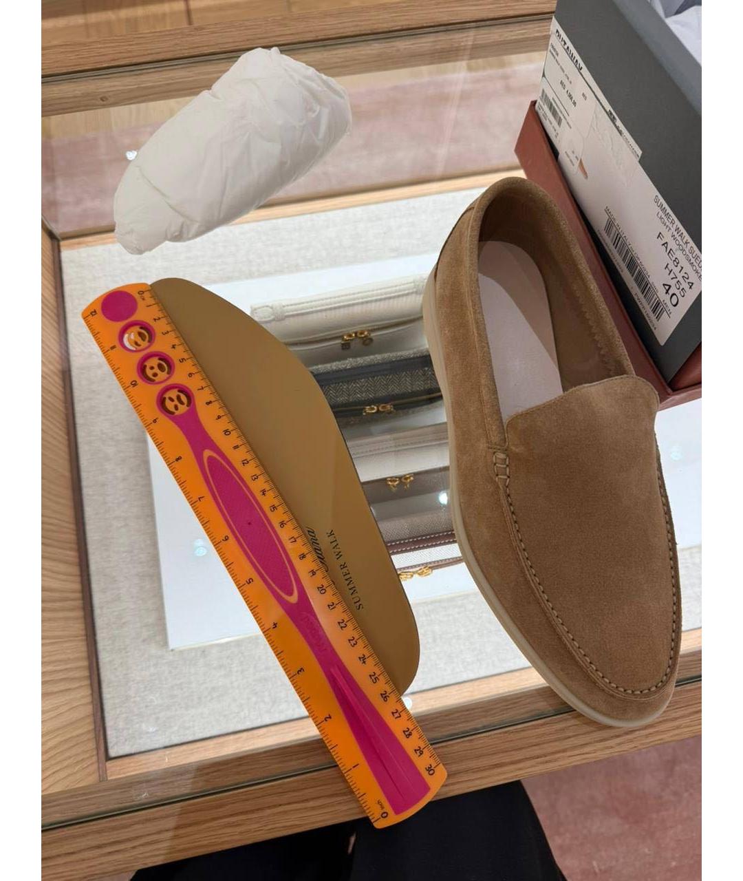 LORO PIANA Бежевые замшевые лоферы, фото 5
