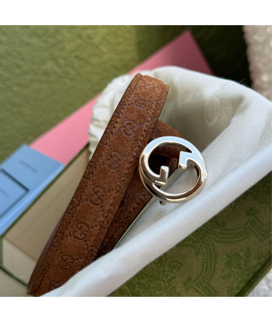 GUCCI Коричневый замшевый ремень, фото 2