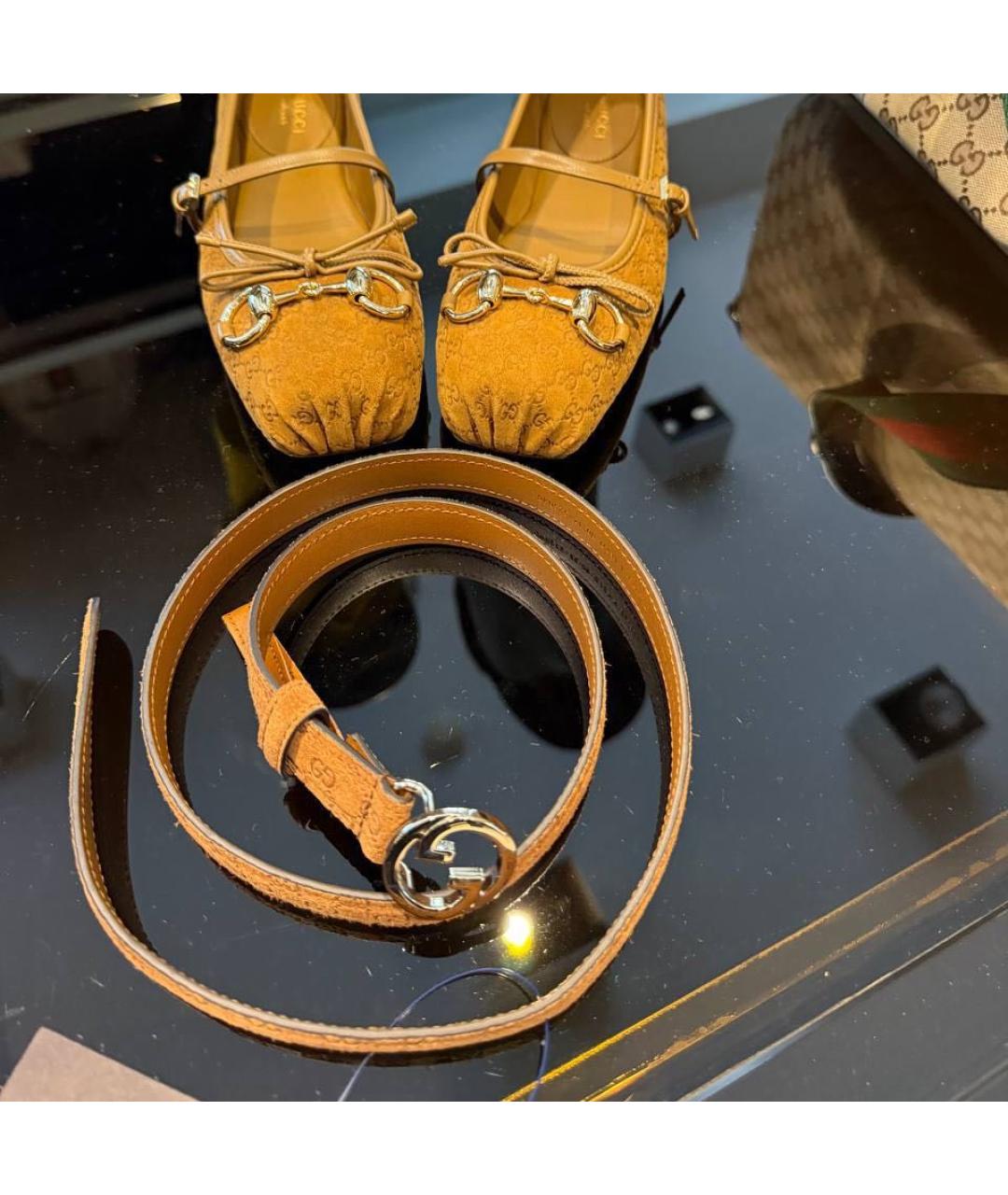 GUCCI Коричневый замшевый ремень, фото 4