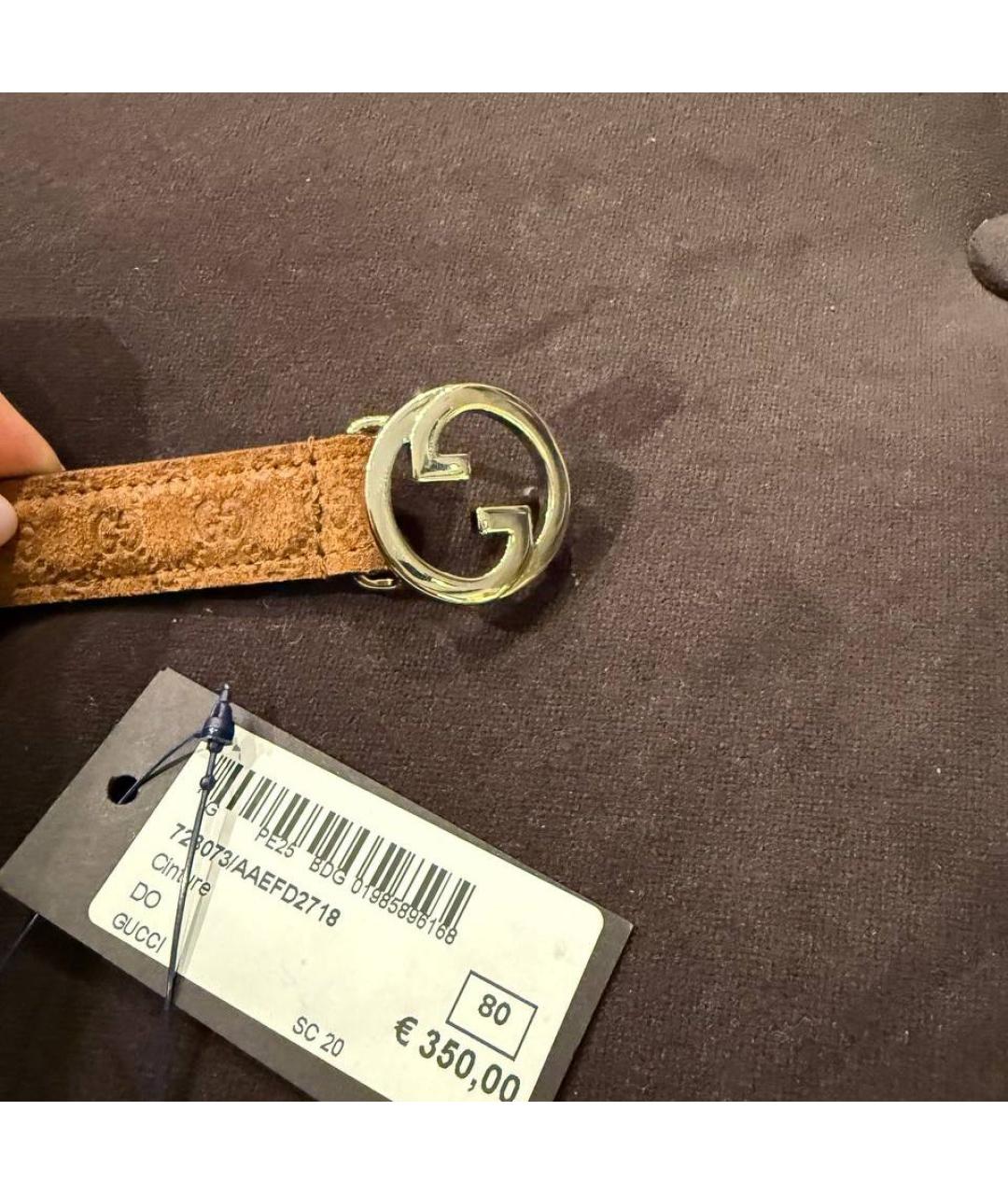 GUCCI Коричневый замшевый ремень, фото 3