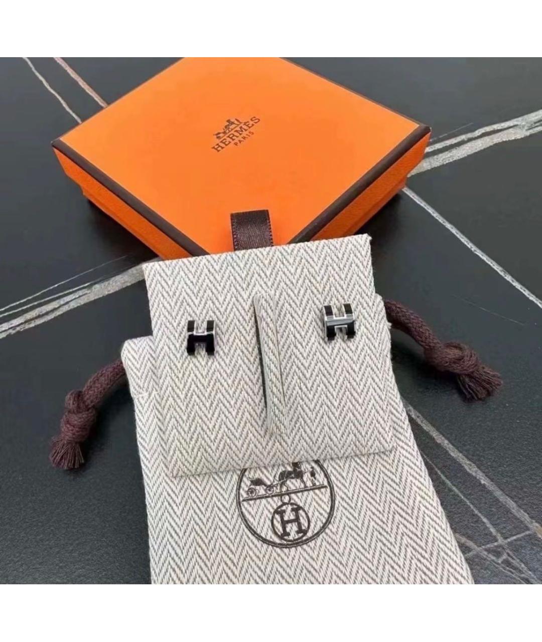 HERMES Черные серьги, фото 4