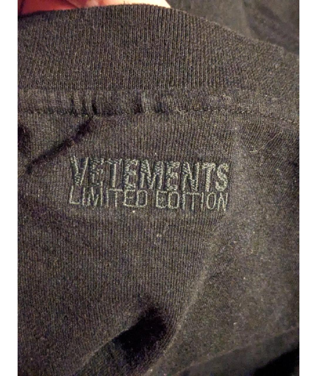 VETEMENTS Черная хлопковая футболка, фото 3
