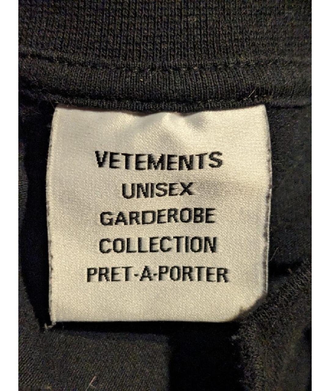 VETEMENTS Черная хлопковая футболка, фото 7